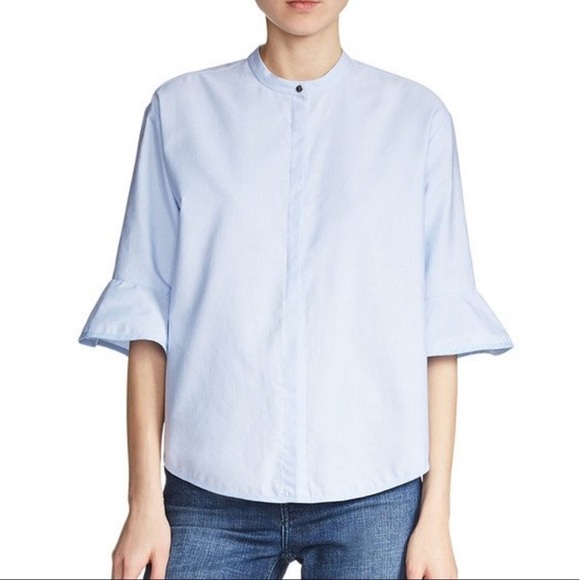 Maje Charly Bleu Ciel Button Down Top Size 1/S - Picture 1 of 10